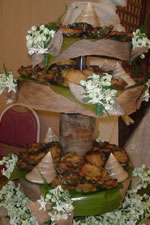 Three-tiered bibingkang kabog cake of Boom Roxas